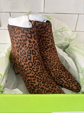 Sam Edelman Leopard Print Ankle Booties in Brown and Black